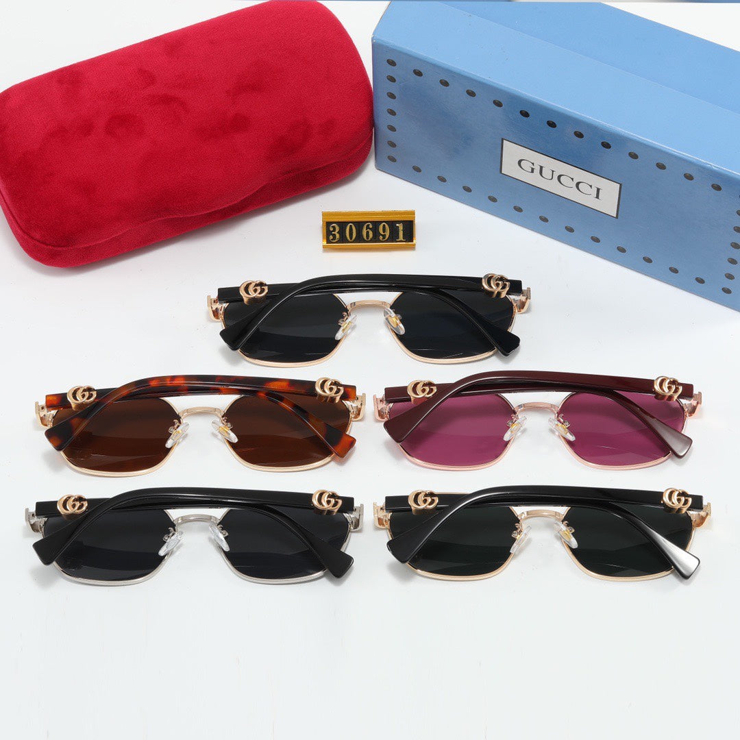 5-Color Stylish Sunglasses with Decorated Temples—30691