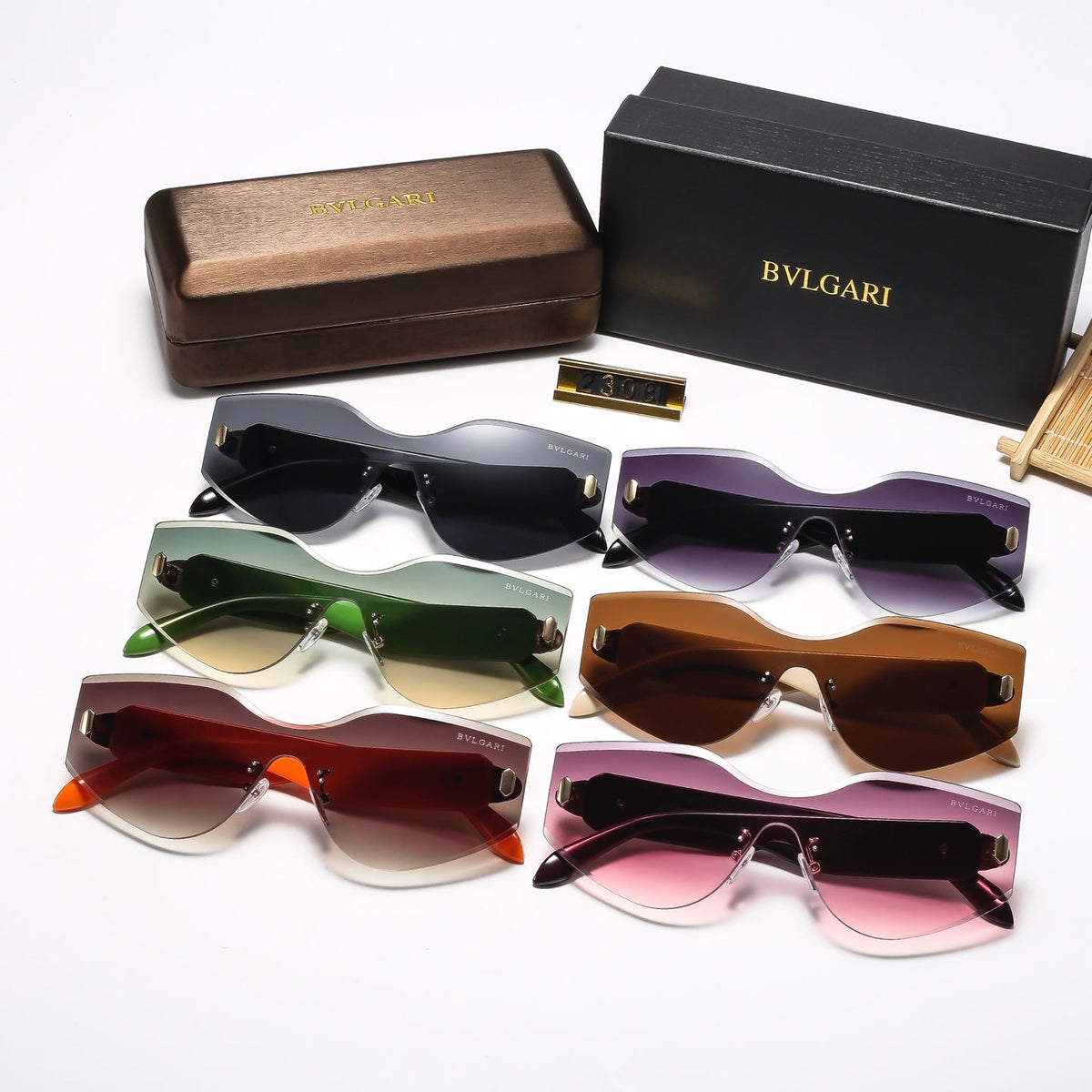 6-Color Stylish Curved Frameless Sunglasses—2308