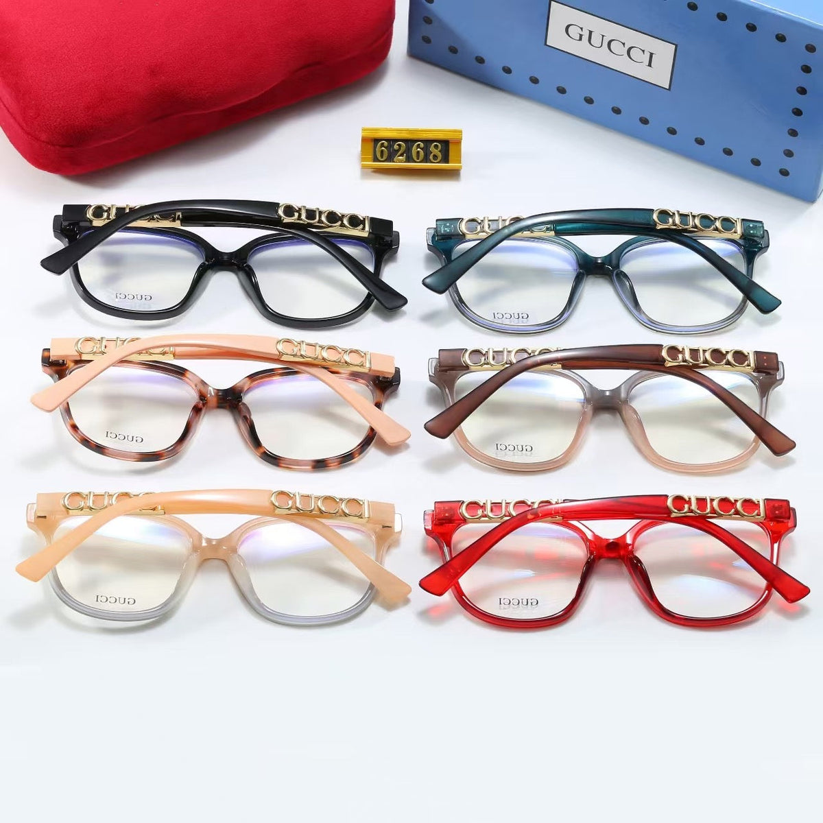 6-Color Stylish Plain Sunglasses with Decorated Temples—6268