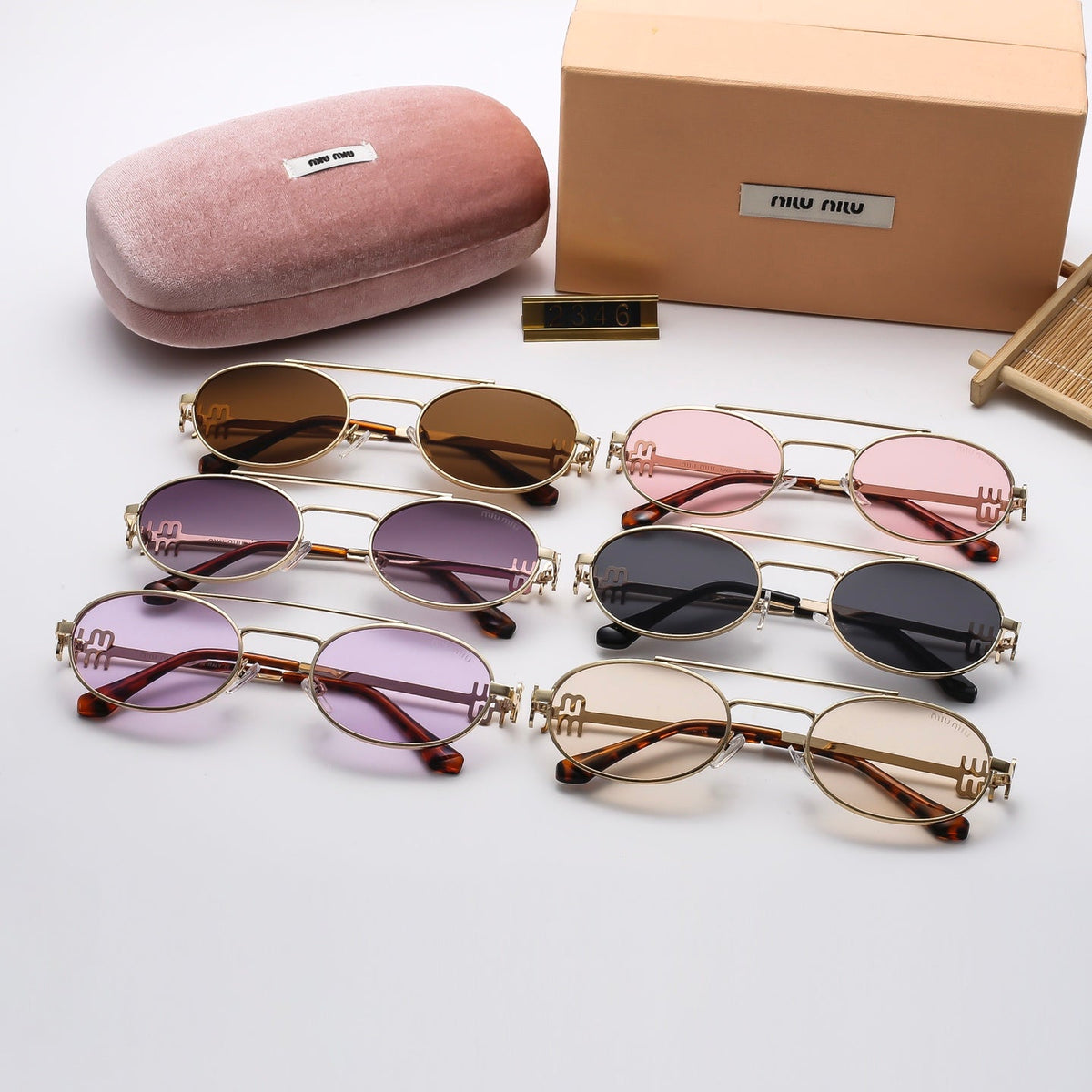 6-Color Stylish Oval Sunglasses with Metal Trim—2346