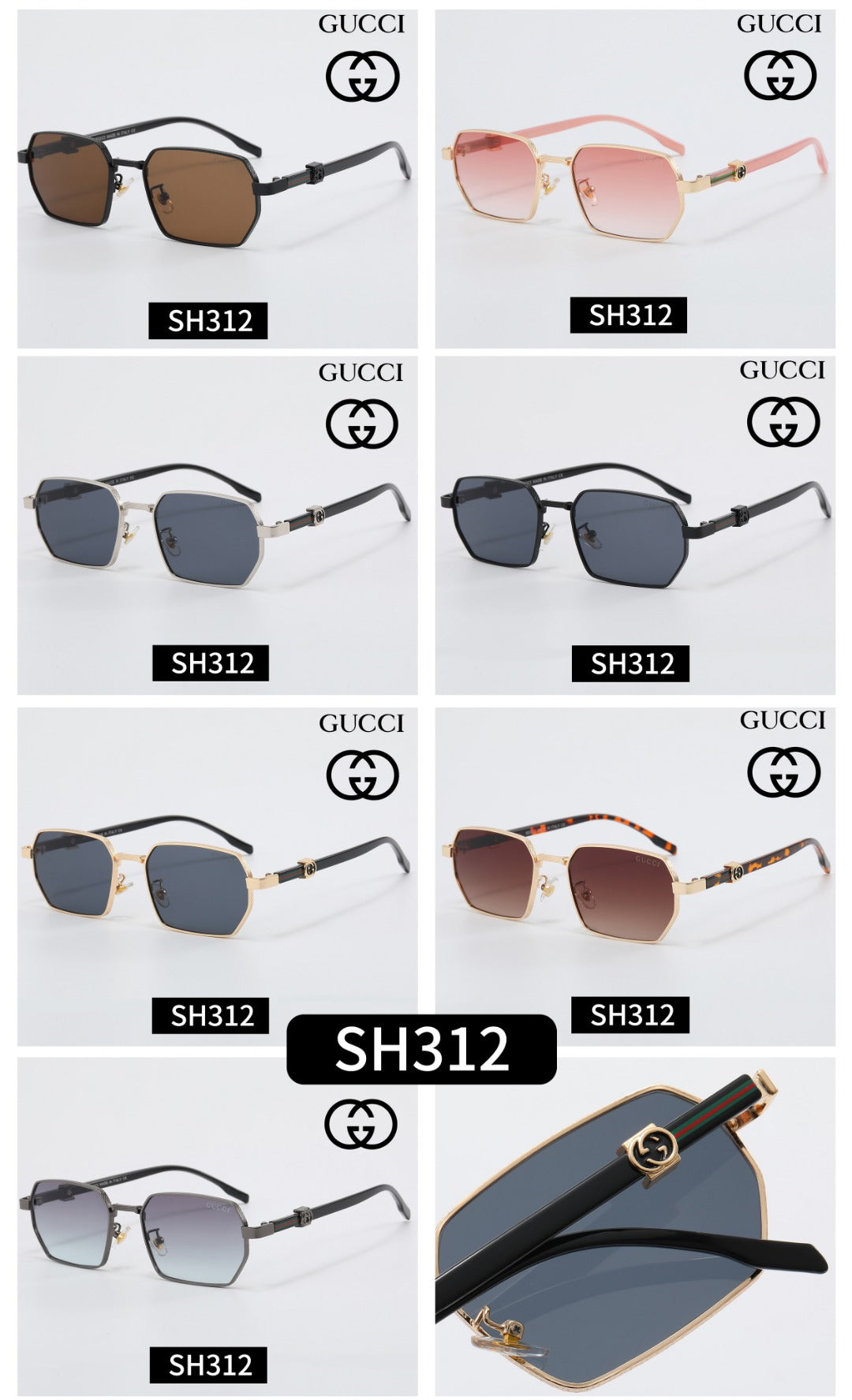 6-Color Stylish Metal-Frame Sunglasses—SH312