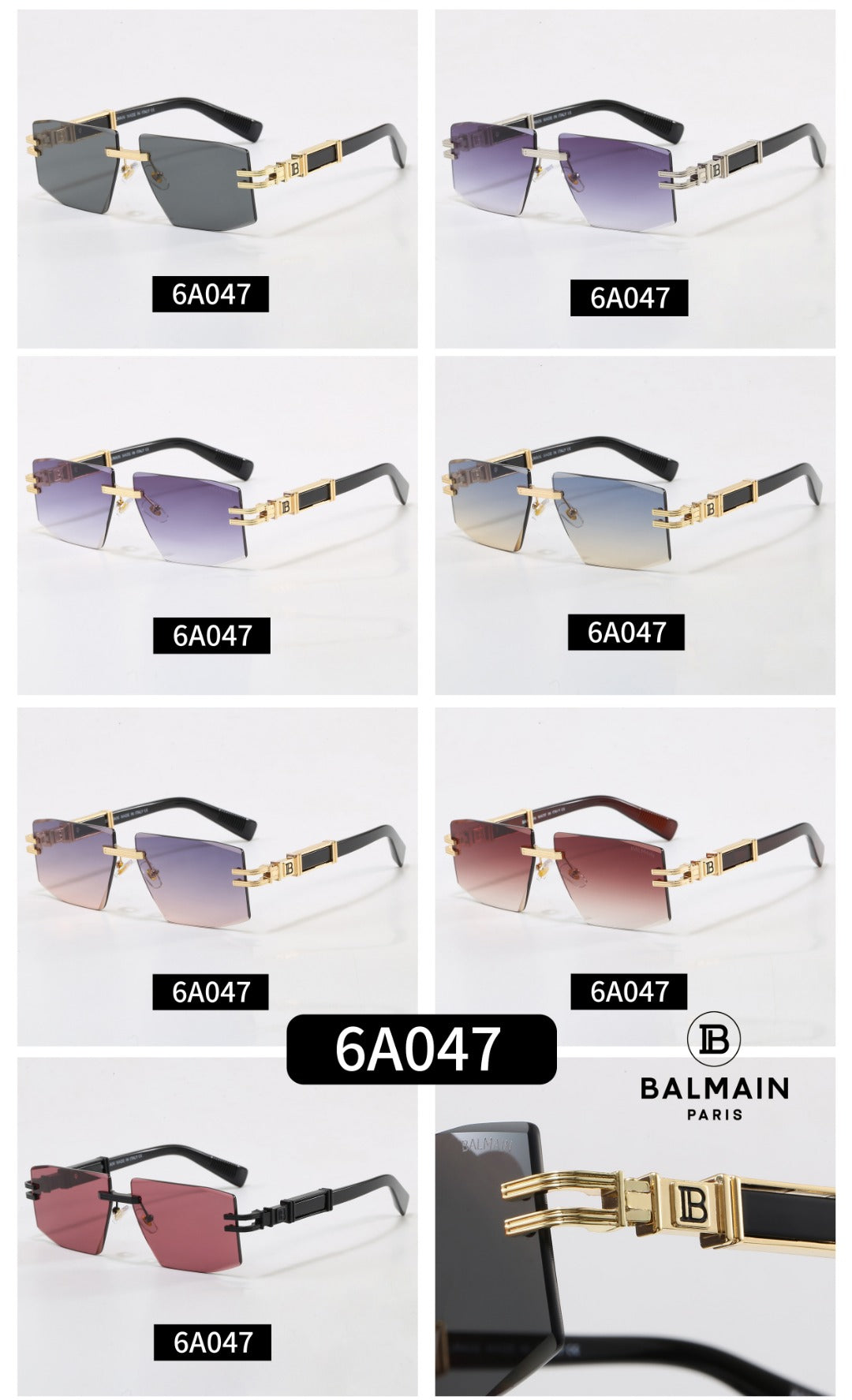6-color square premium sunglasses 6A047