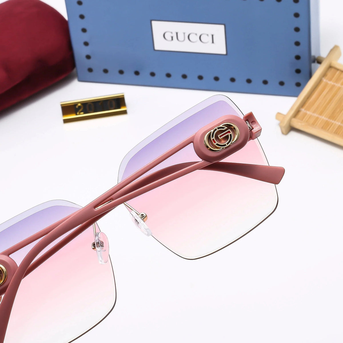 Frameless cut-edge personalized retro square frame sunglasses 2009