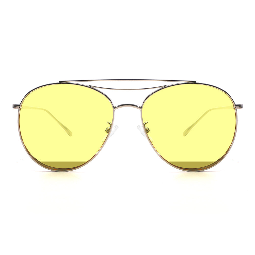 Polished Silver Aviator Sunglasses