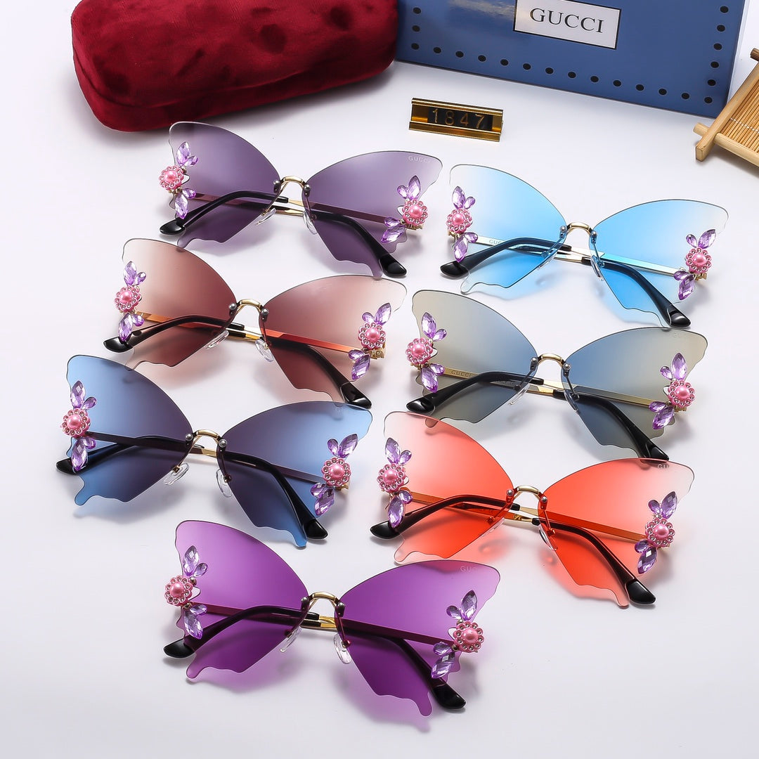 7-Color Stylish Butterfly Lens Sunglasses—1847