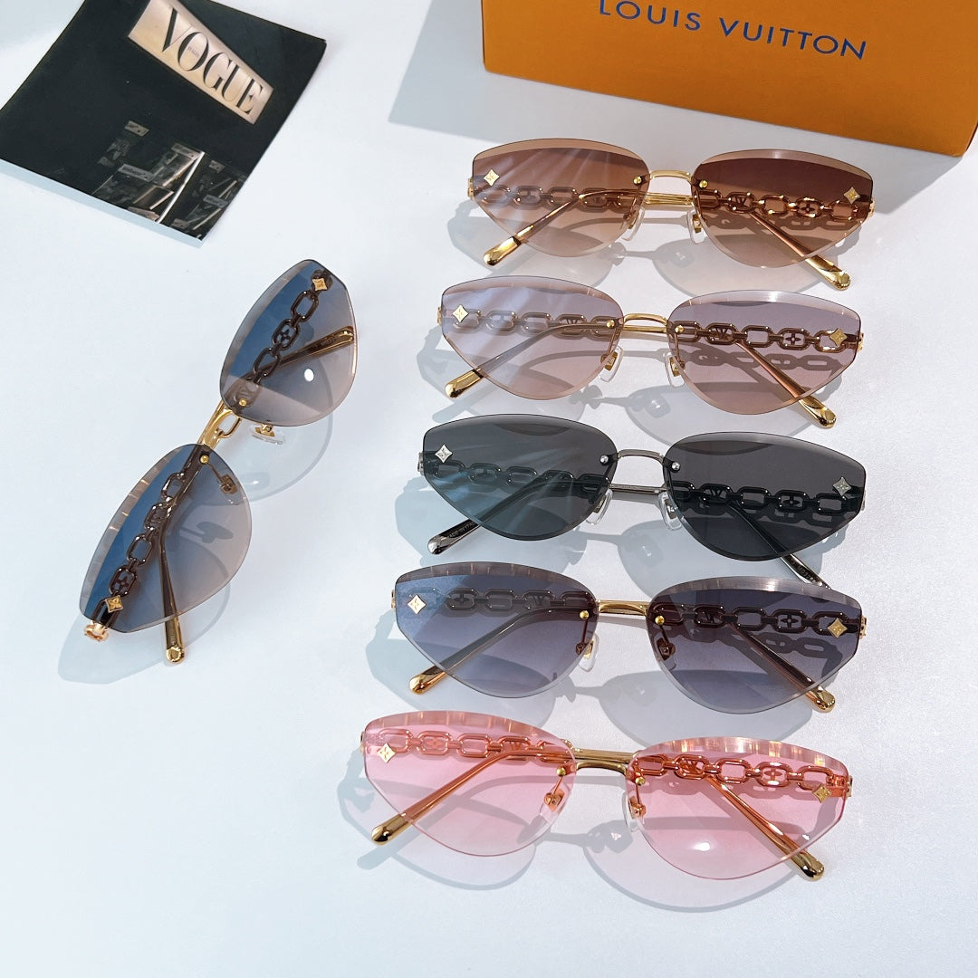 High-quality 6-color stylish triangular chain sunglasses