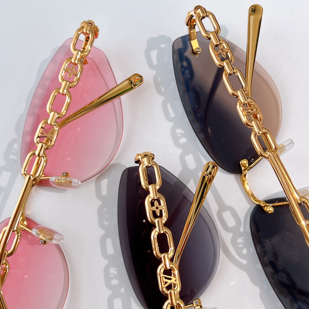 High-quality 6-color stylish triangular chain sunglasses
