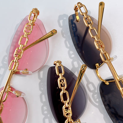 High-quality 6-color stylish triangular chain sunglasses