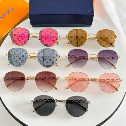 7-Color Stylish Round Chain Sunglasses