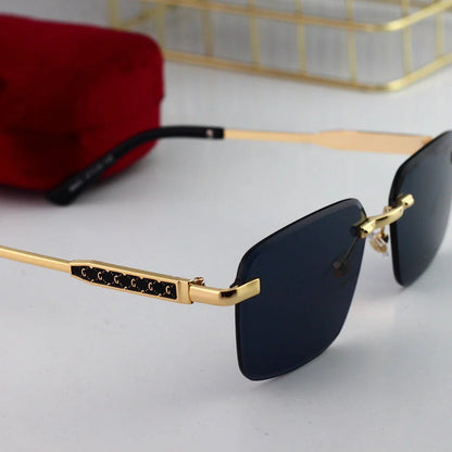 Polygonal rimless cut-edge sunglasses