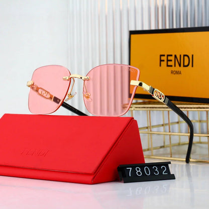 Polygonal rimless cut-edge sunglasses