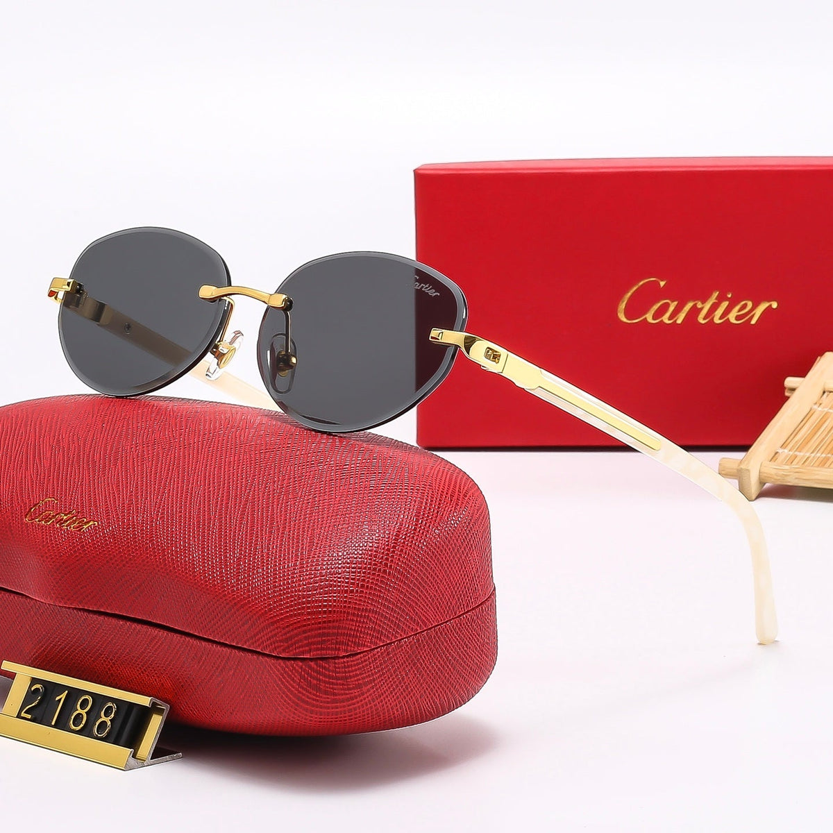Fashion Oval Frameless Sunglasses 2188