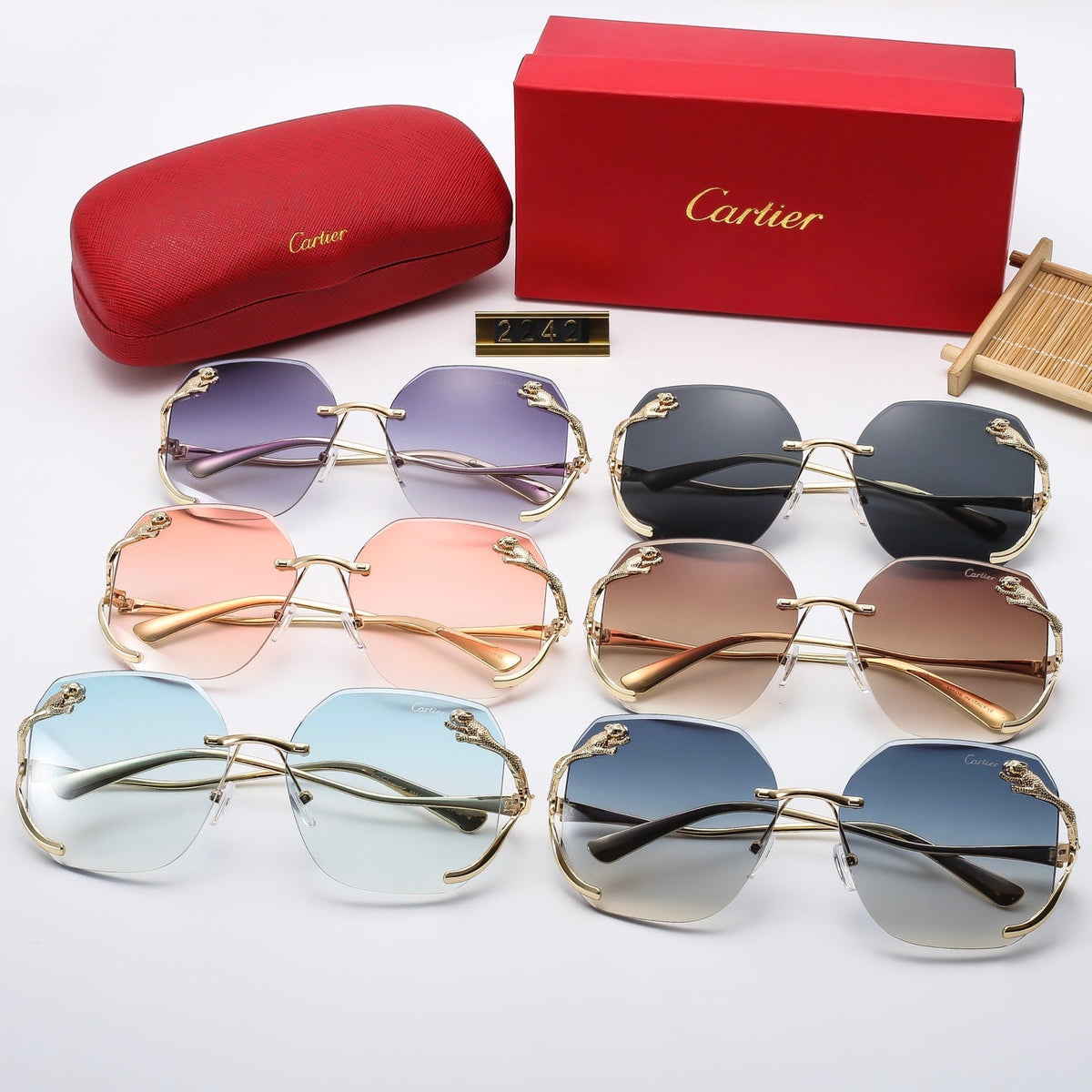 Fashion leopard frameless sunglasses 2242