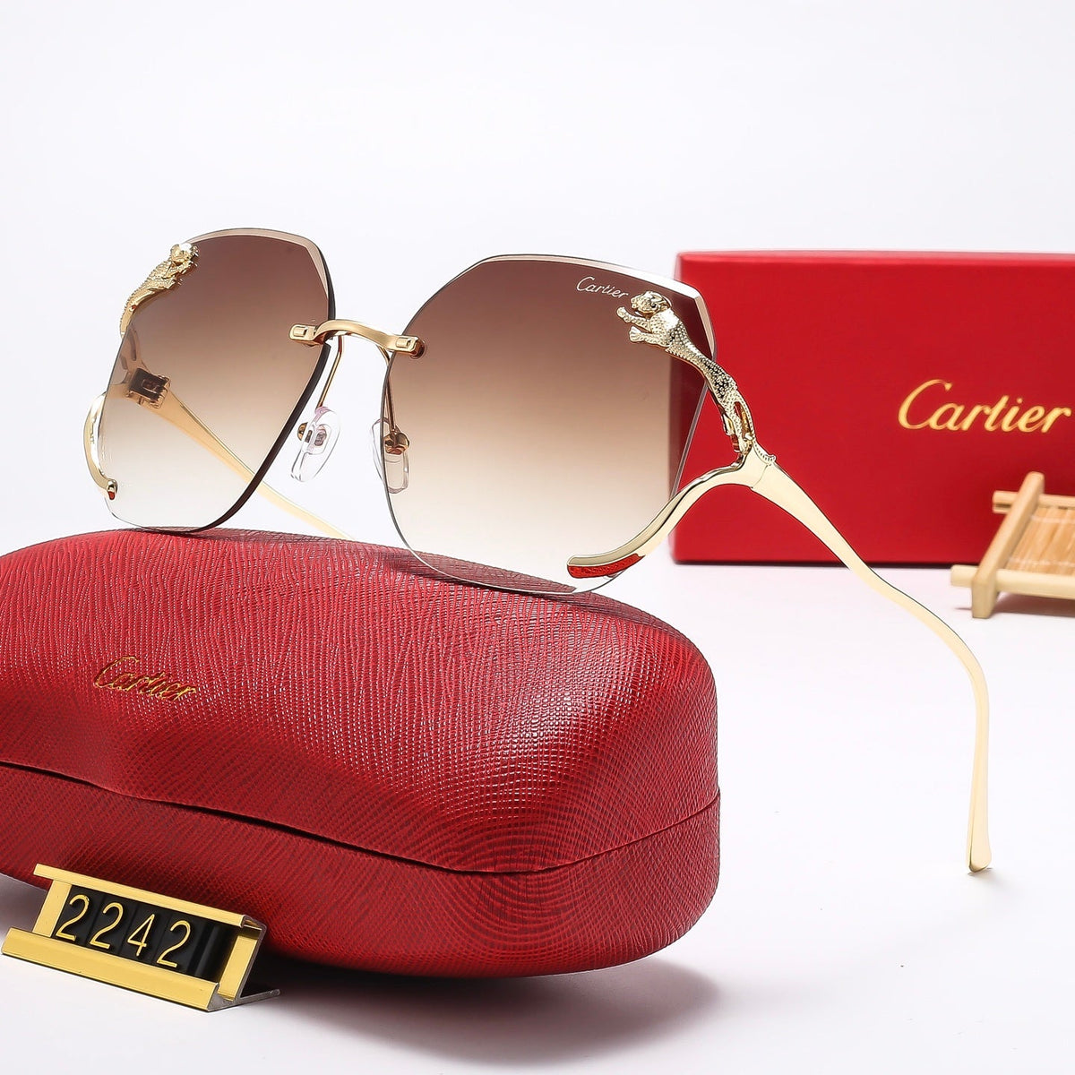 Fashion leopard frameless sunglasses 2242