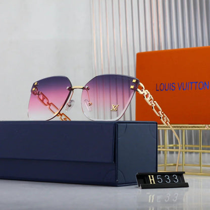 Square frameless retro sunglasses