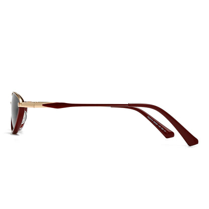 Semi-Rimless Oval Black Frame Sunglasses