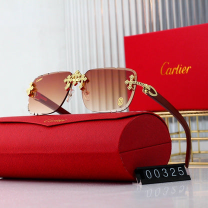 Diamond Cut and Inlaid Wooden Fashion 7 Colors Sunglasses 00325