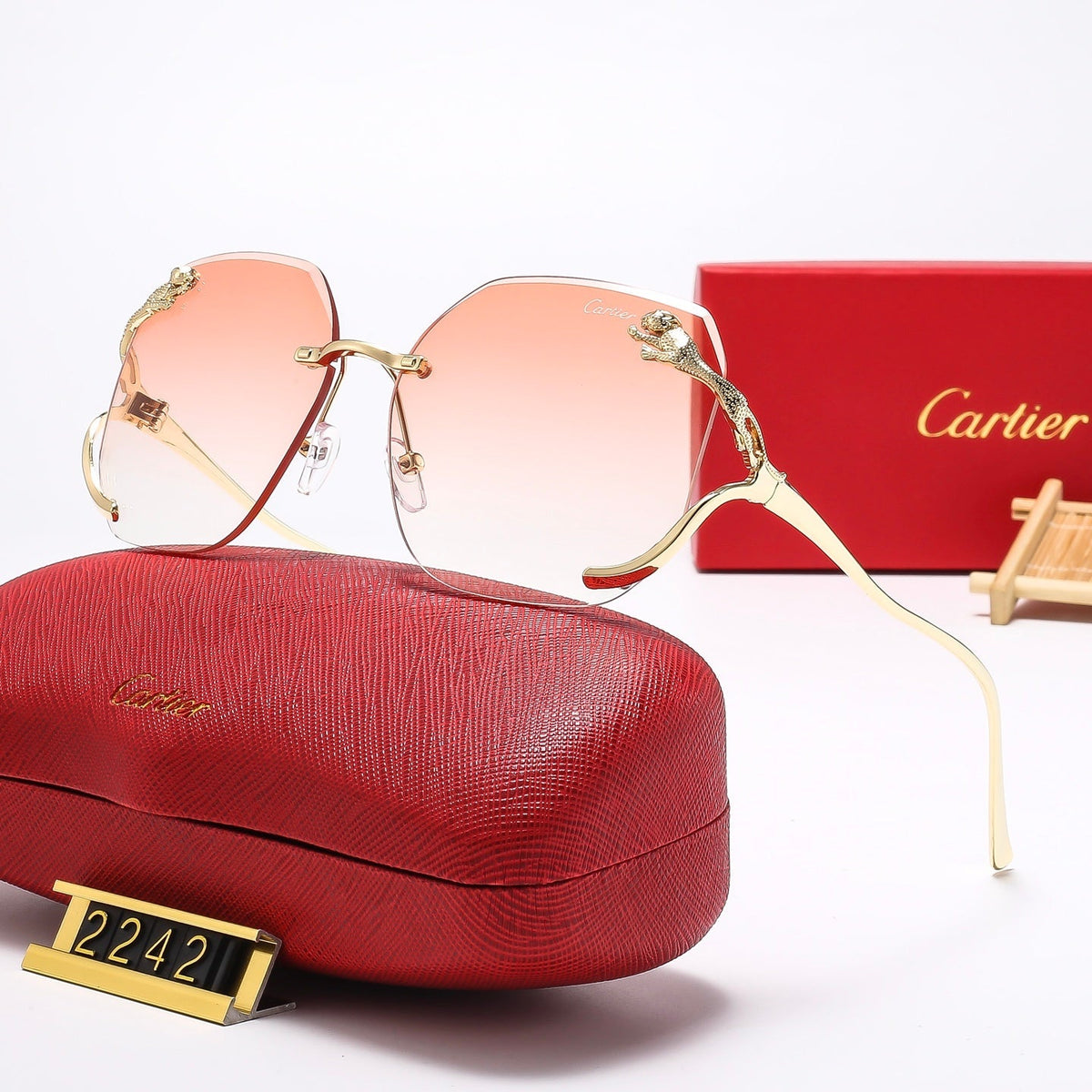 Fashion leopard frameless sunglasses 2242