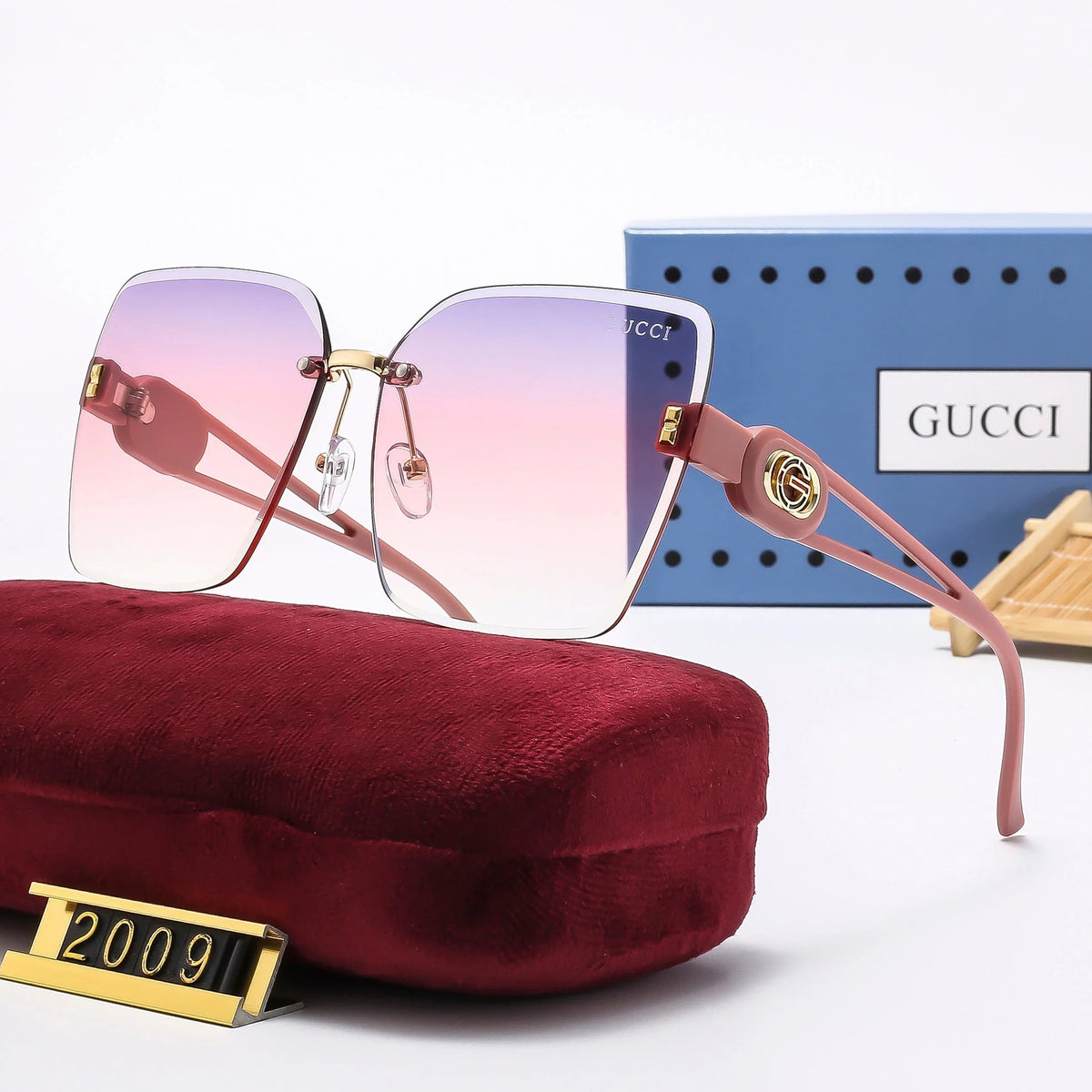 Frameless cut-edge personalized retro square frame sunglasses 2009