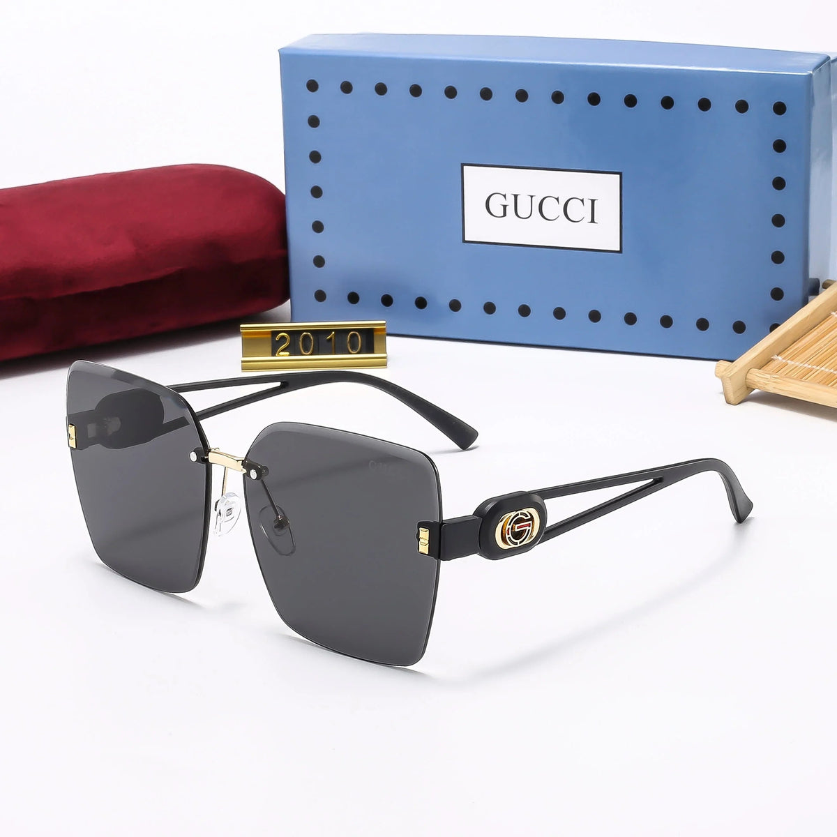 Frameless cut-edge personalized retro square frame sunglasses 2009