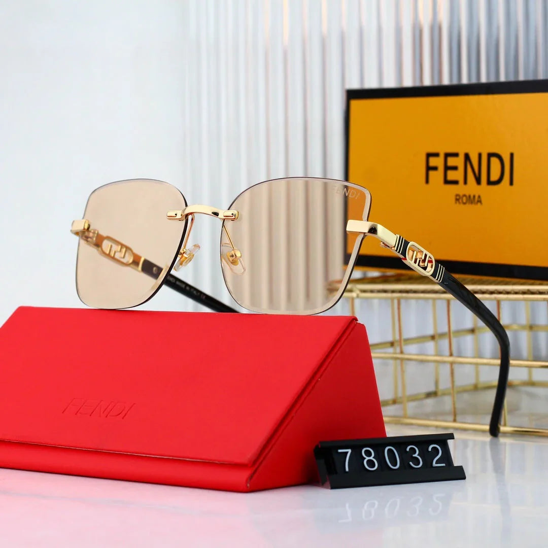 Polygonal rimless cut-edge sunglasses