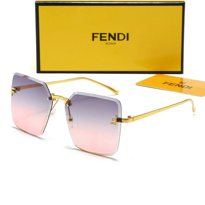 Frameless metal large frame sunglasses