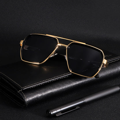 Black acetate aviator tinted sunglasses