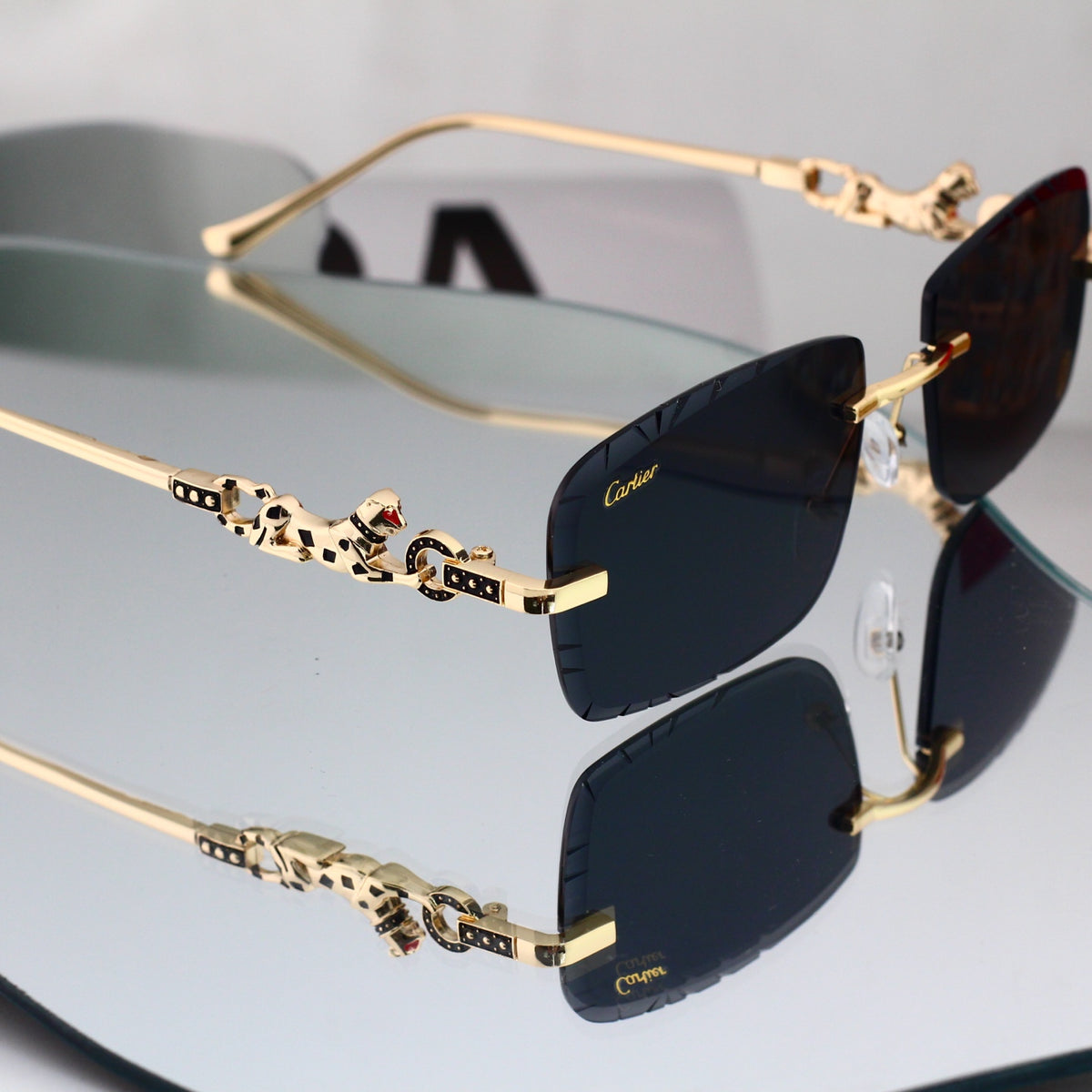 Diamond-cut leopard head sunglasses Sunglasses 4018