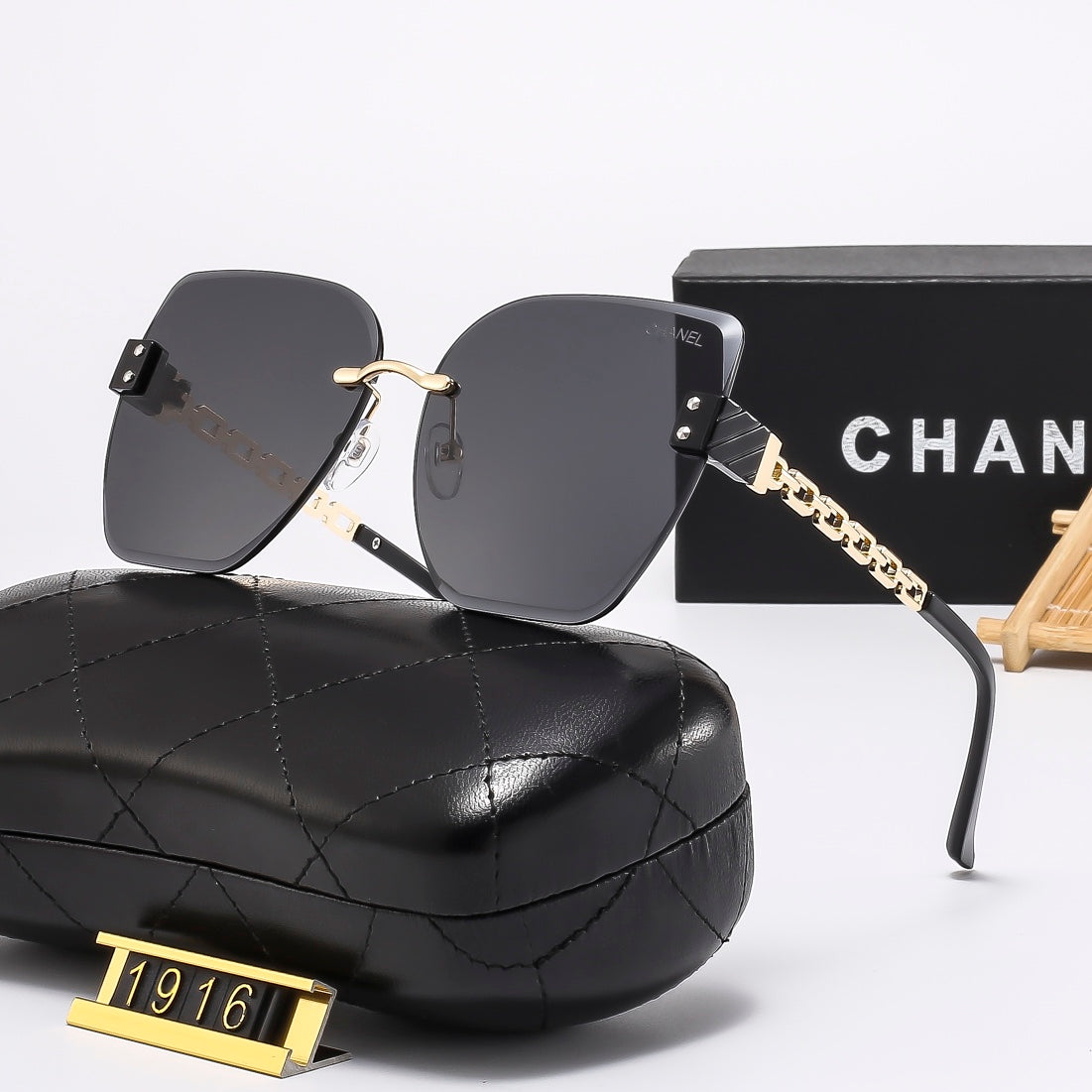 5 Colors Stylish Square Chain Frame Sunglasses  — 1916