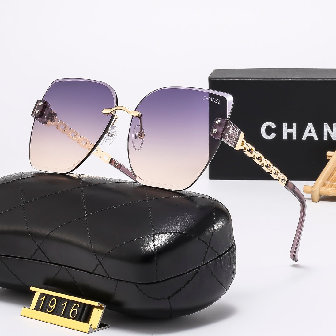 5 Colors Stylish Square Chain Frame Sunglasses  — 1916