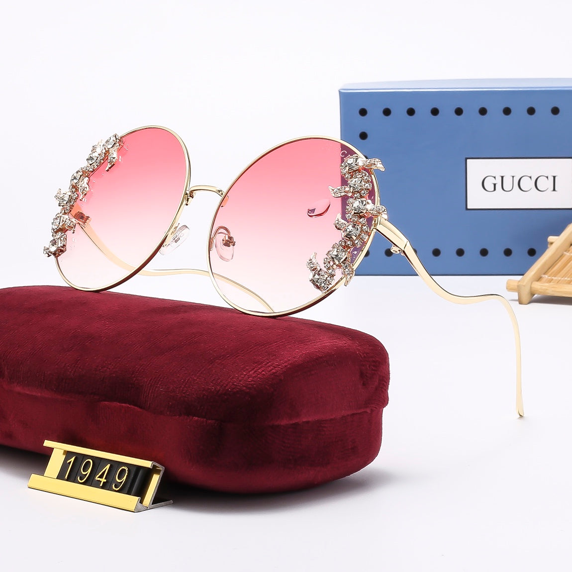 7-Color Stylish Round Diamond-Embellished Sunglasses—1949