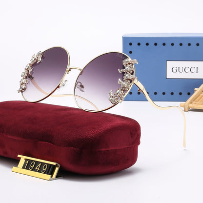 7-Color Stylish Round Diamond-Embellished Sunglasses—1949