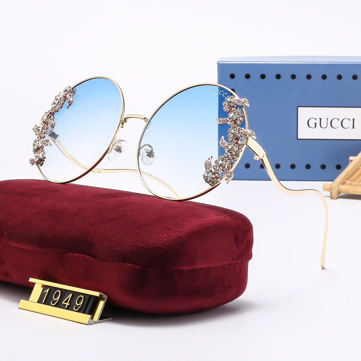 7-Color Stylish Round Diamond-Embellished Sunglasses—1949