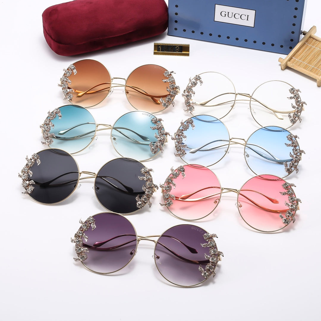 7-Color Stylish Round Diamond-Embellished Sunglasses—1949