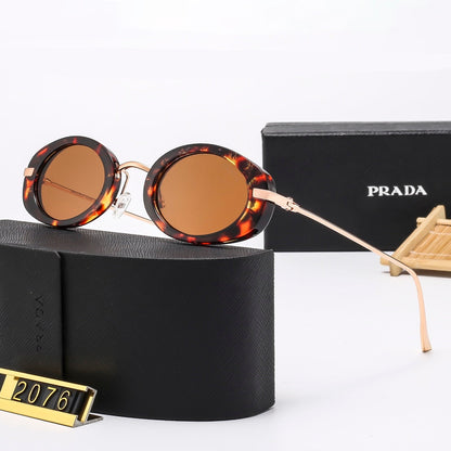 7-Color Stylish Oval Metal Temple Sunglasses—2076