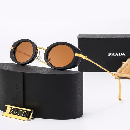 7-Color Stylish Oval Metal Temple Sunglasses—2076