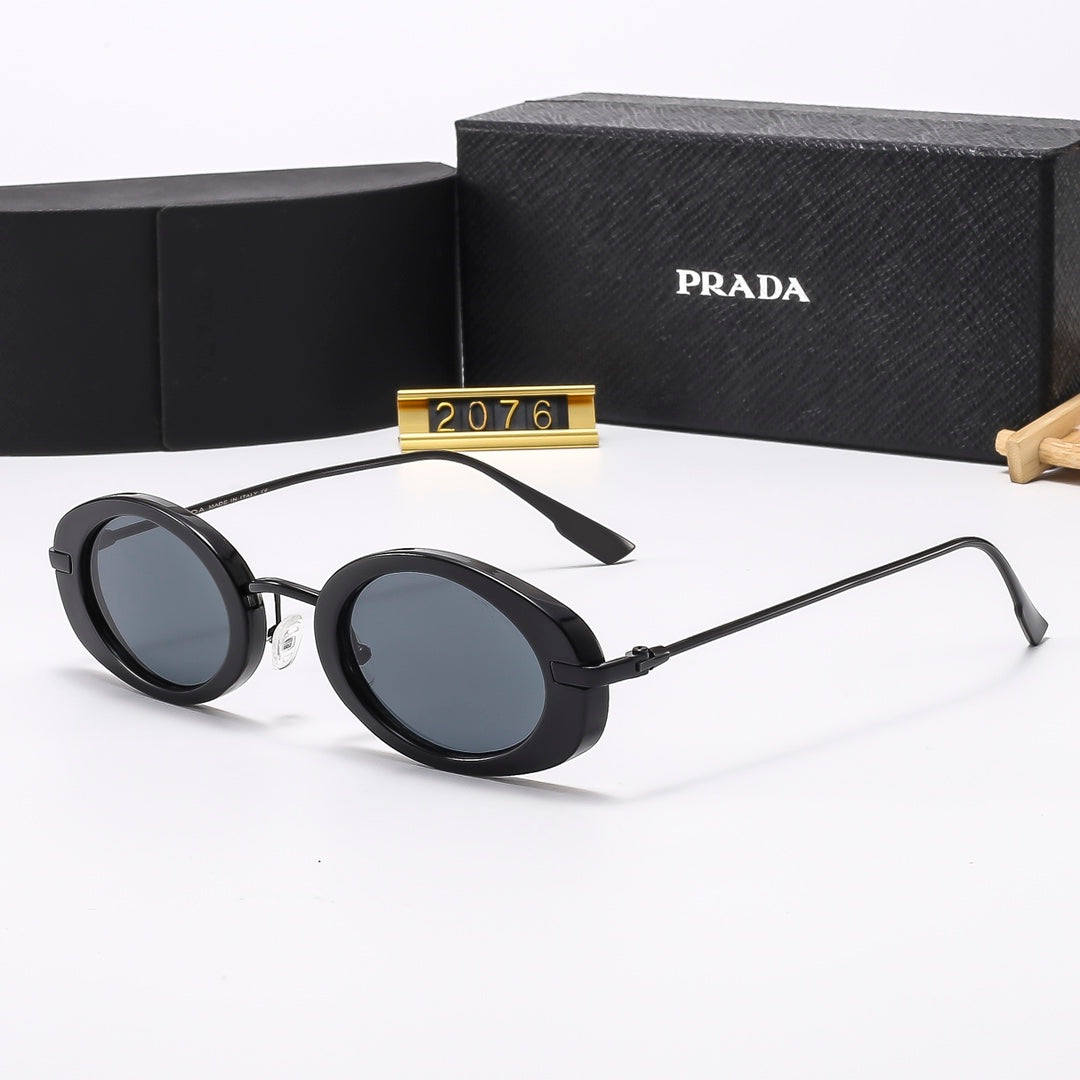 7-Color Stylish Oval Metal Temple Sunglasses—2076