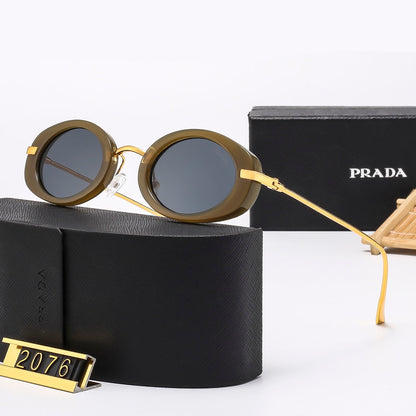 7-Color Stylish Oval Metal Temple Sunglasses—2076