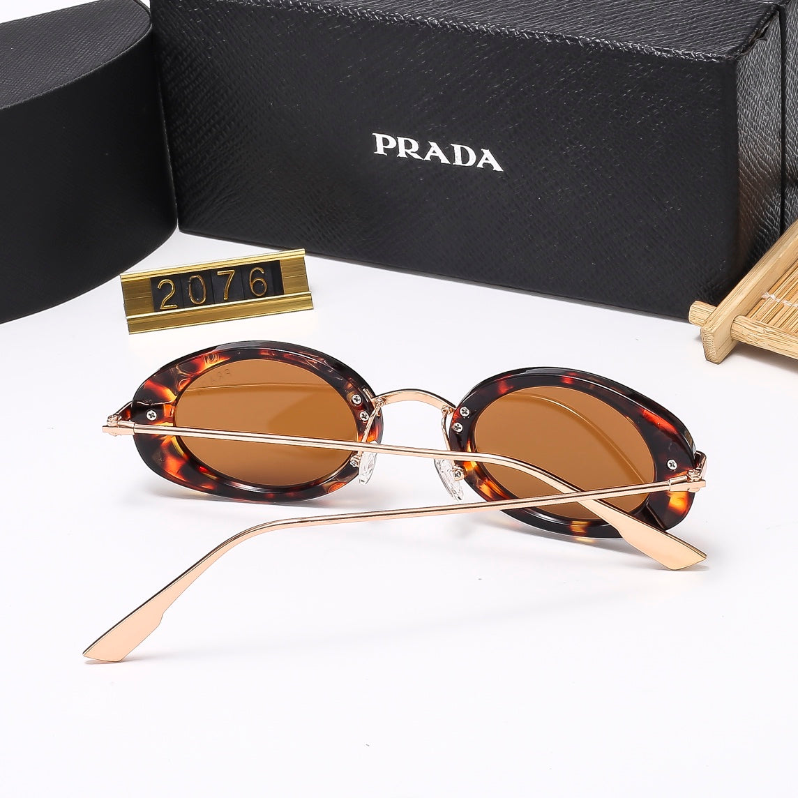 7-Color Stylish Oval Metal Temple Sunglasses—2076