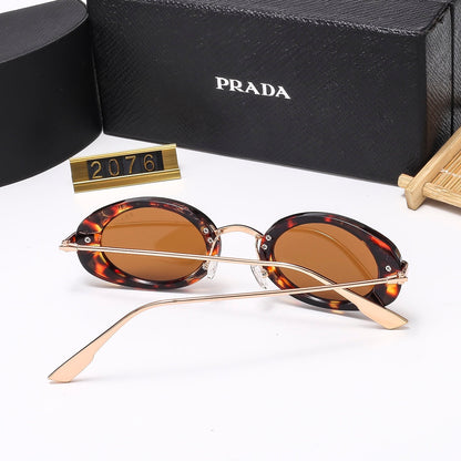 7-Color Stylish Oval Metal Temple Sunglasses—2076