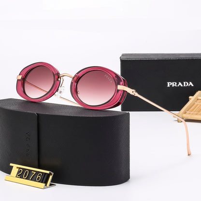 7-Color Stylish Oval Metal Temple Sunglasses—2076