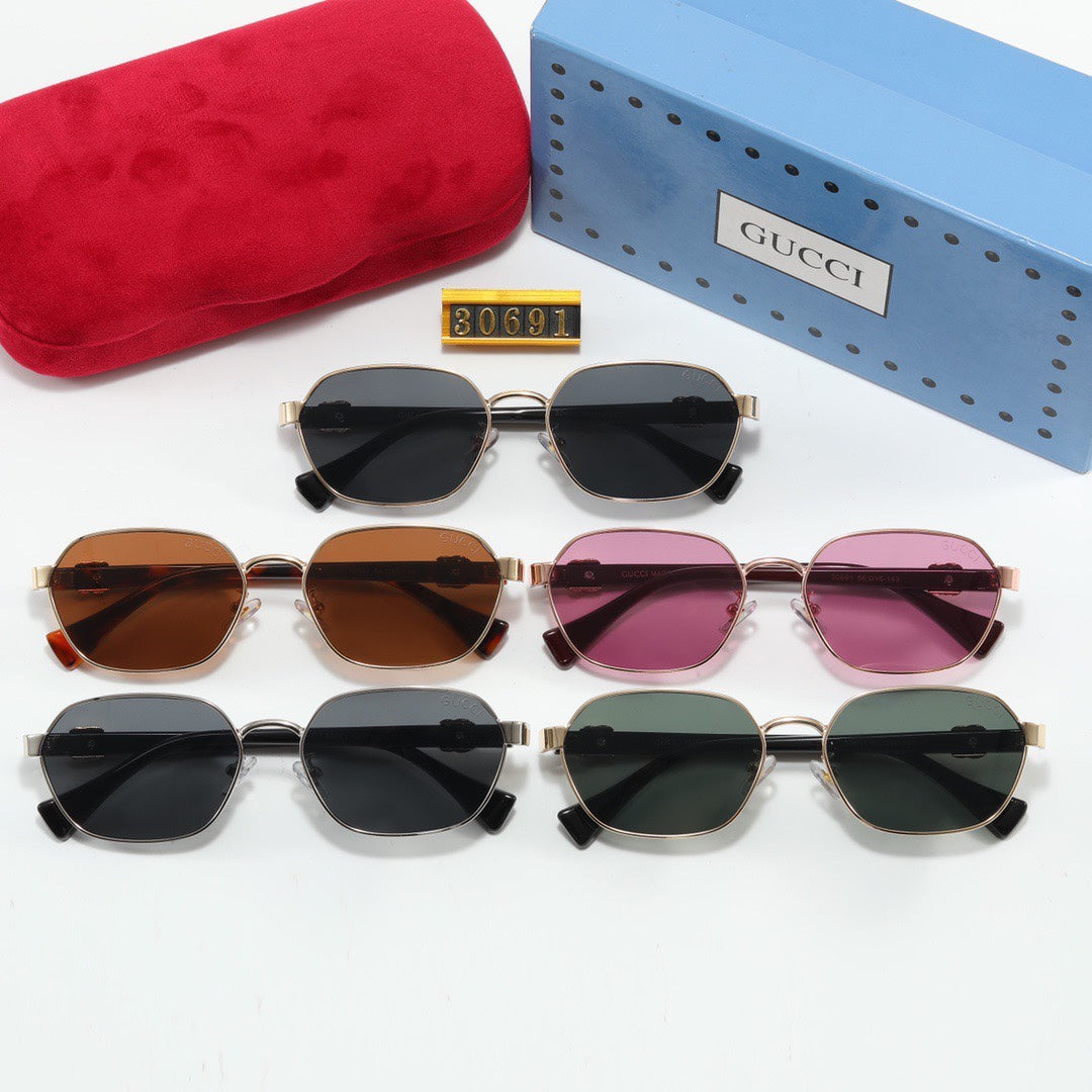 5-Color Stylish Sunglasses with Decorated Temples—30691