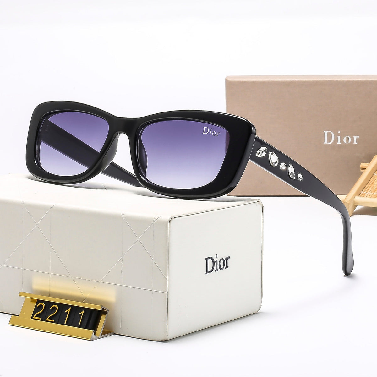 6-Color Stylish Diamond-Embellished Sunglasses—2211