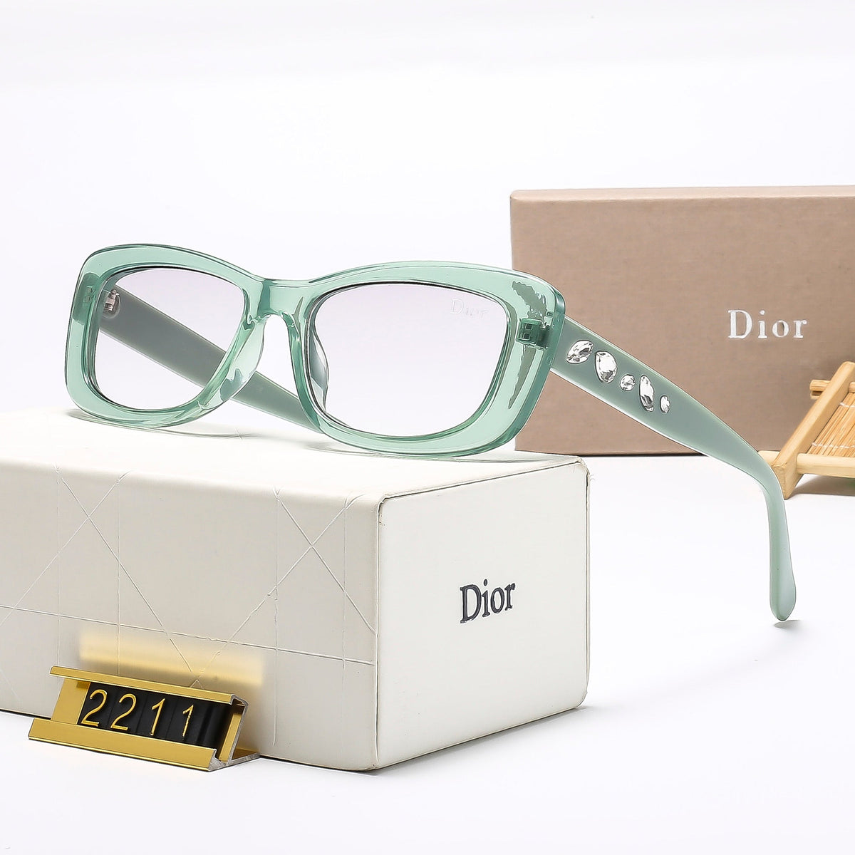 6-Color Stylish Diamond-Embellished Sunglasses—2211