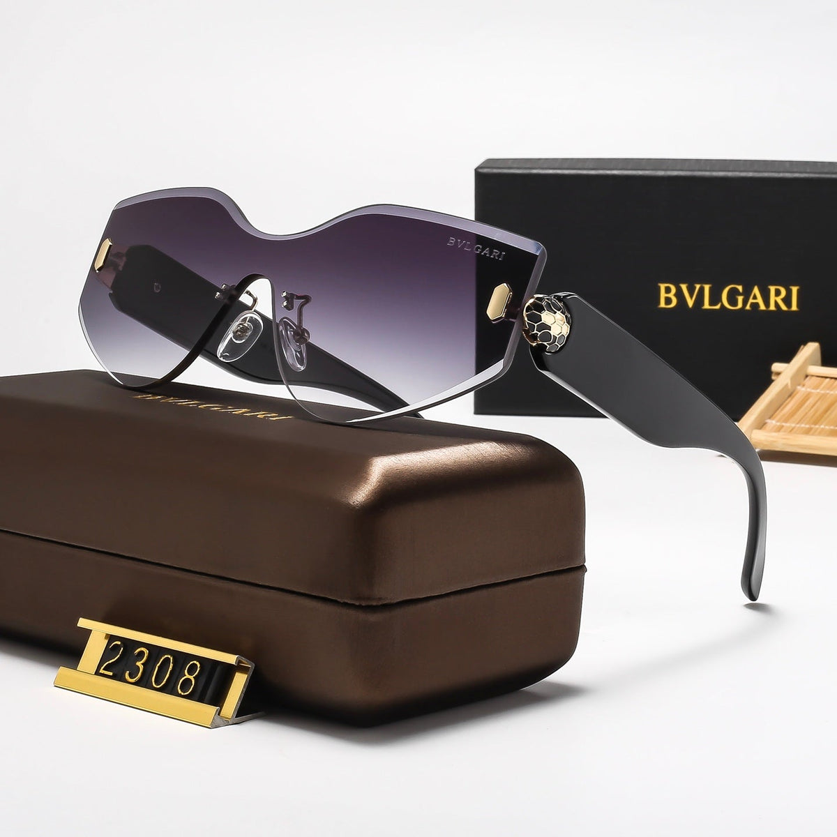 6-Color Stylish Curved Frameless Sunglasses—2308