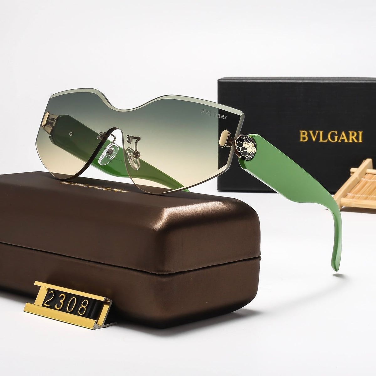 6-Color Stylish Curved Frameless Sunglasses—2308
