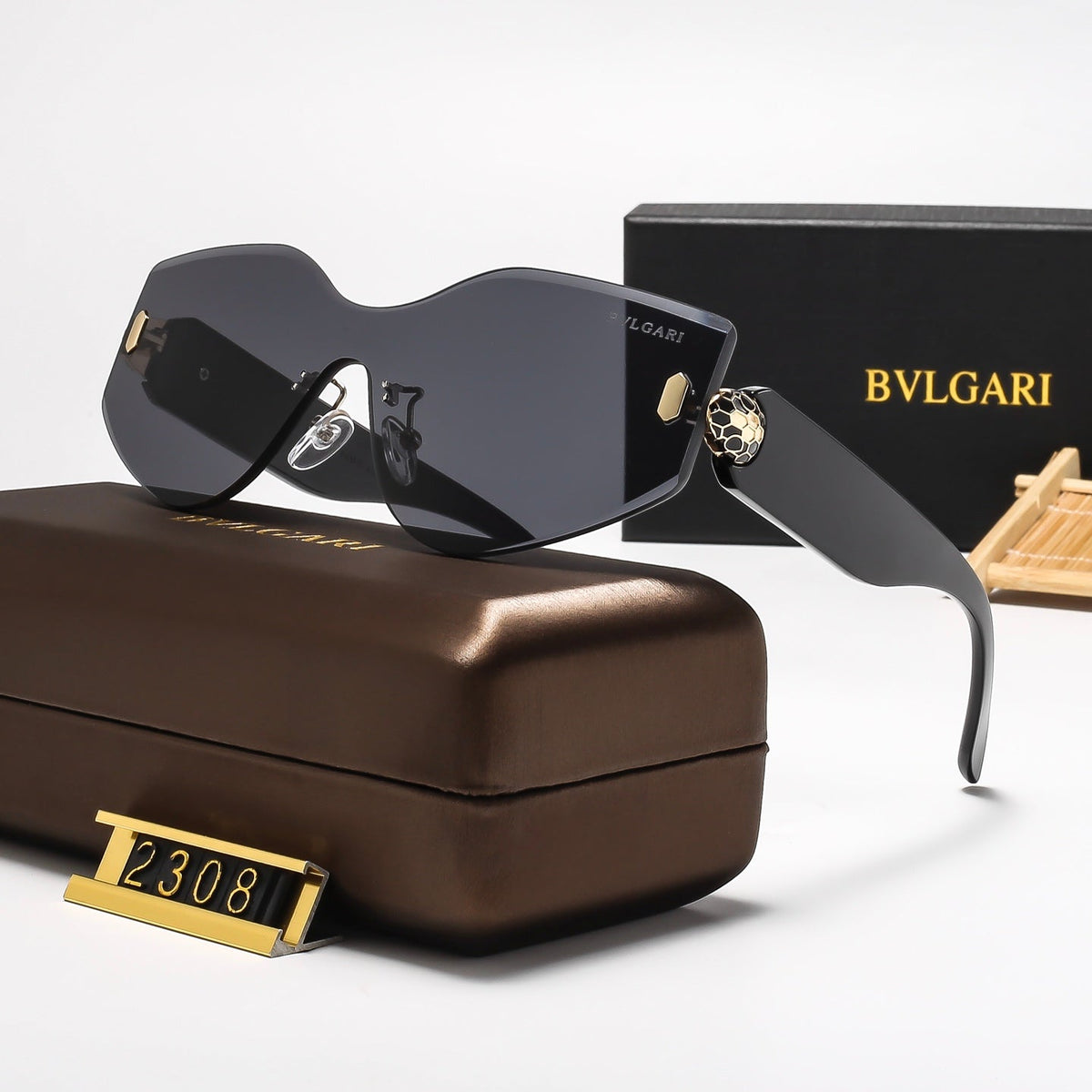6-Color Stylish Curved Frameless Sunglasses—2308