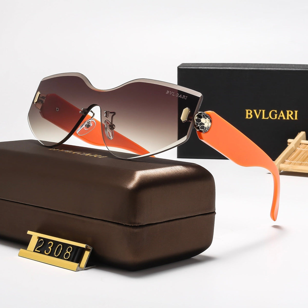 6-Color Stylish Curved Frameless Sunglasses—2308