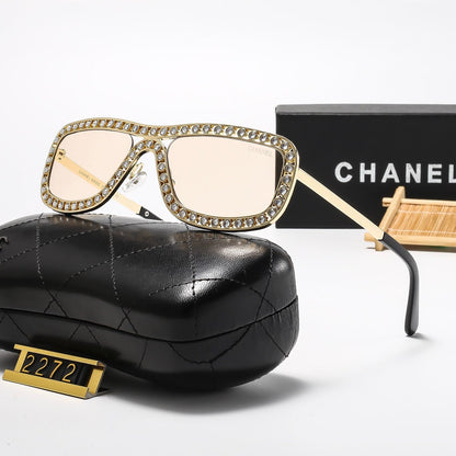 7 Colors Stylish Round Sunglasses with Crystal Decoration  — 2272