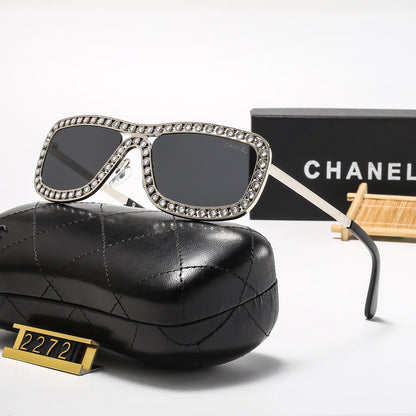7 Colors Stylish Round Sunglasses with Crystal Decoration  — 2272